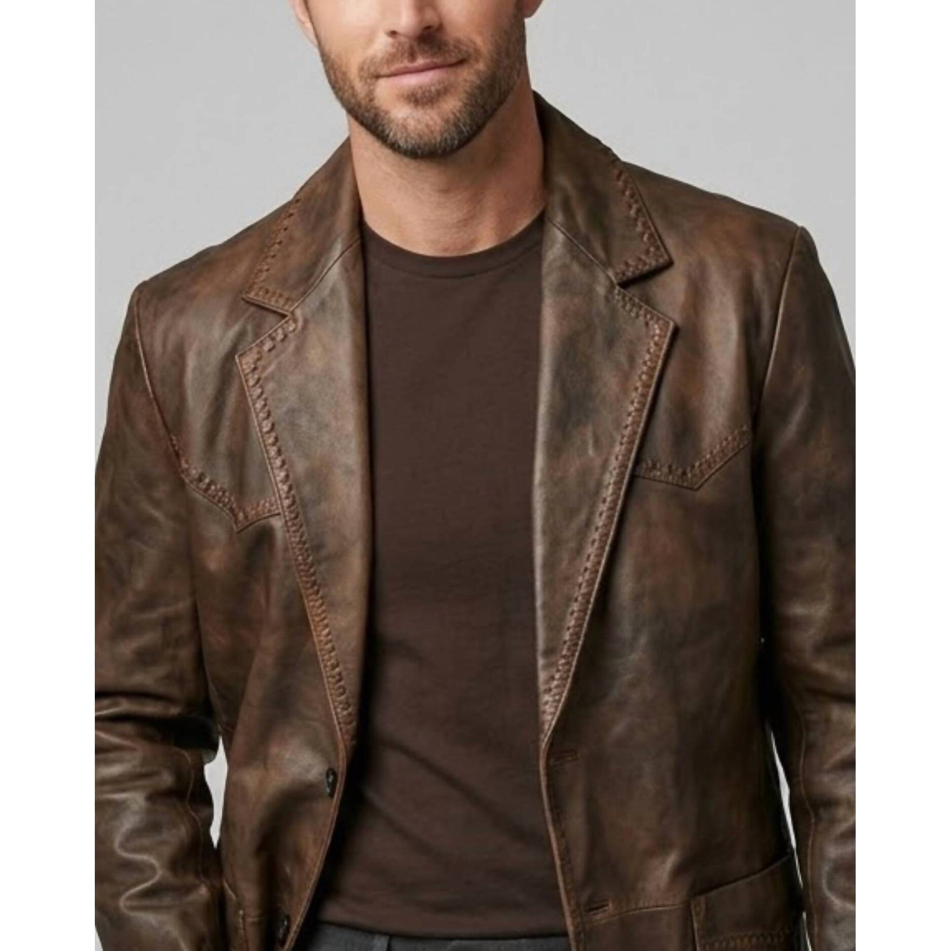 New Cripple Creek Western Leather Jacket In Brown
